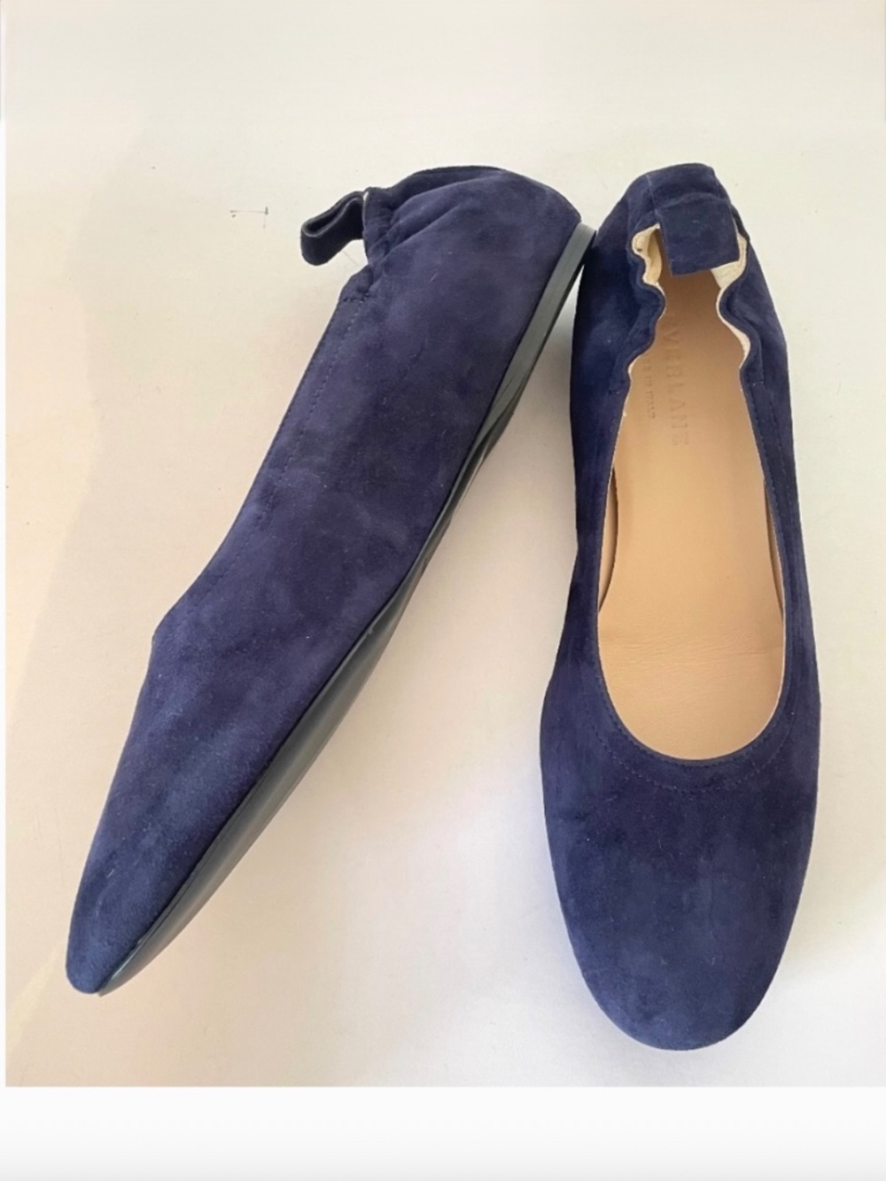 Everlane Ballerina Italian Day Flat Navy Blue Suede Leather 9.5